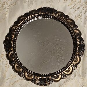 Mid-century Vintage Ornate Gilted Baroque/Rococo Style Round Mirror